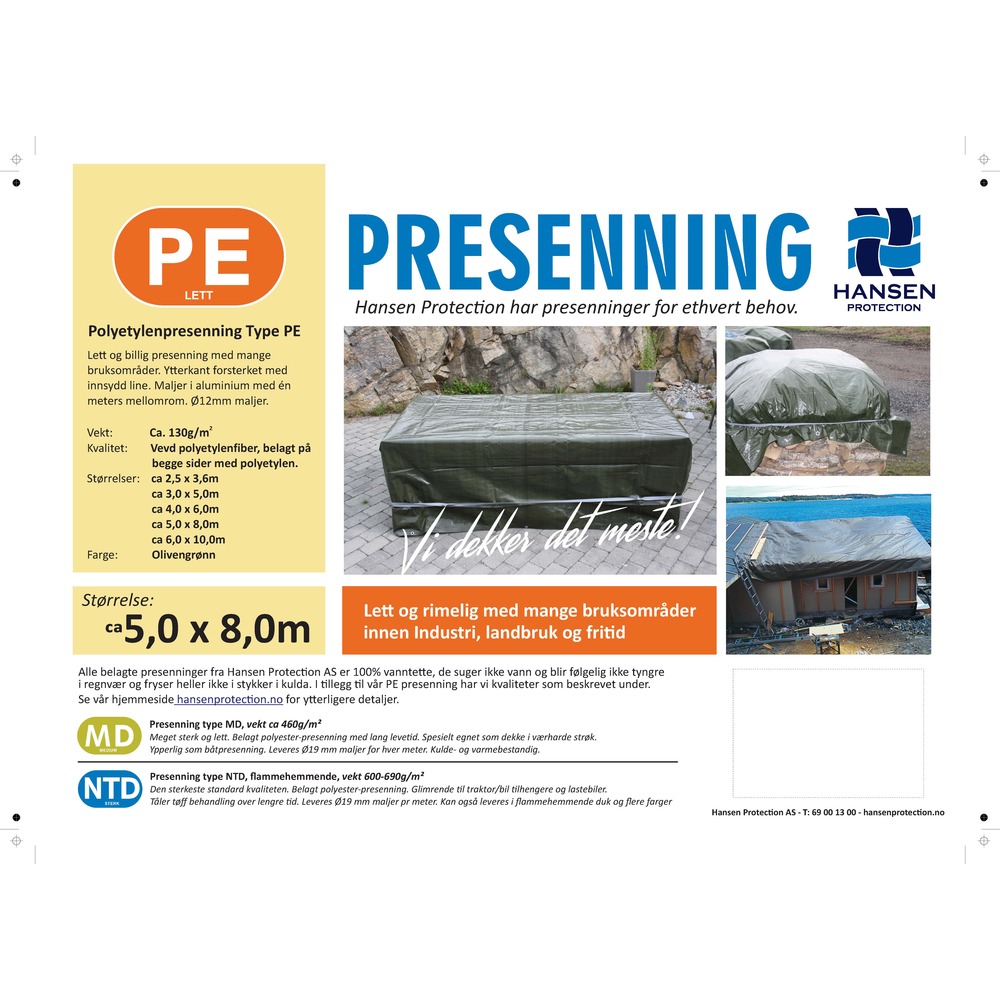 Presenning 5x8 M Grønn