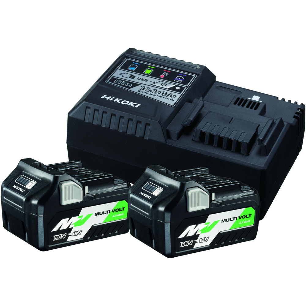 Hikoki Power Tools Hikoki Batteripakke 36v Med 2 Batterier Bsl36a18 Og Lader Uc18ysl3