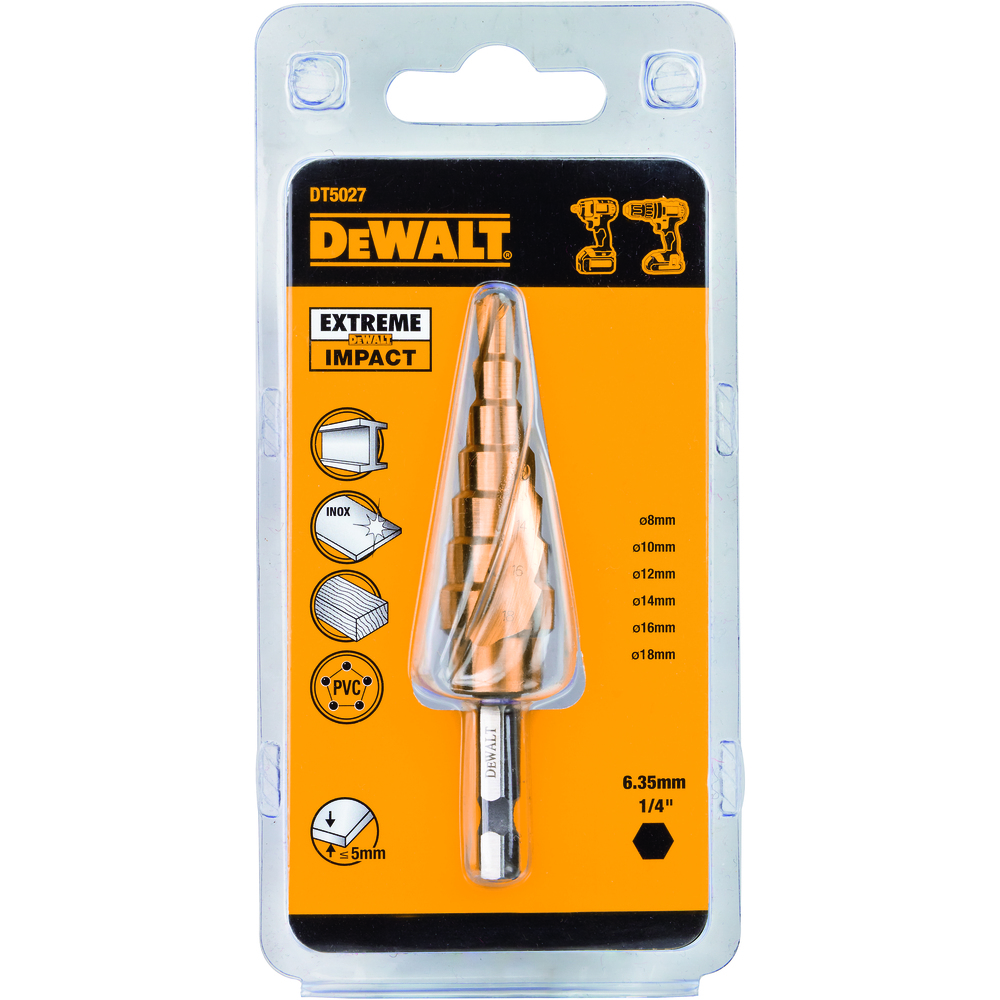 Trinboring DEWALT BD-DT5031 konisk bor 20-34 mm til metal Guld