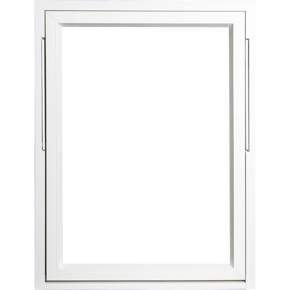 Natre toppsving 2-lags glass (U 1,2) vindu Et 2-lags glidehengslet trevindu med aluminium beslag konstruert for Norske forhold. U-verdi 1,2*
