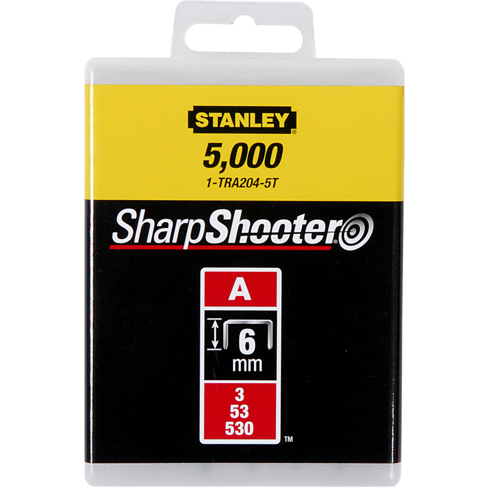 Stanley 1-TRA204-5T, Klemme-, bolt- og spikerutvalg, 1000 stykker, 6 mm, TR40 TR150L, Boks