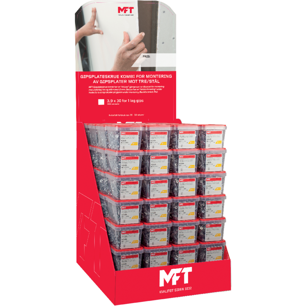 Mft Skrue Gips/kombi Elforsinket 3,9x30 A1000 Dsp Ph2 Senk Kombi Tre/stål