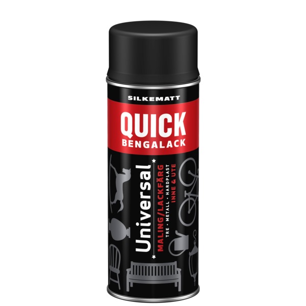 Quick Bengalack spray sort silkematt 400ml 