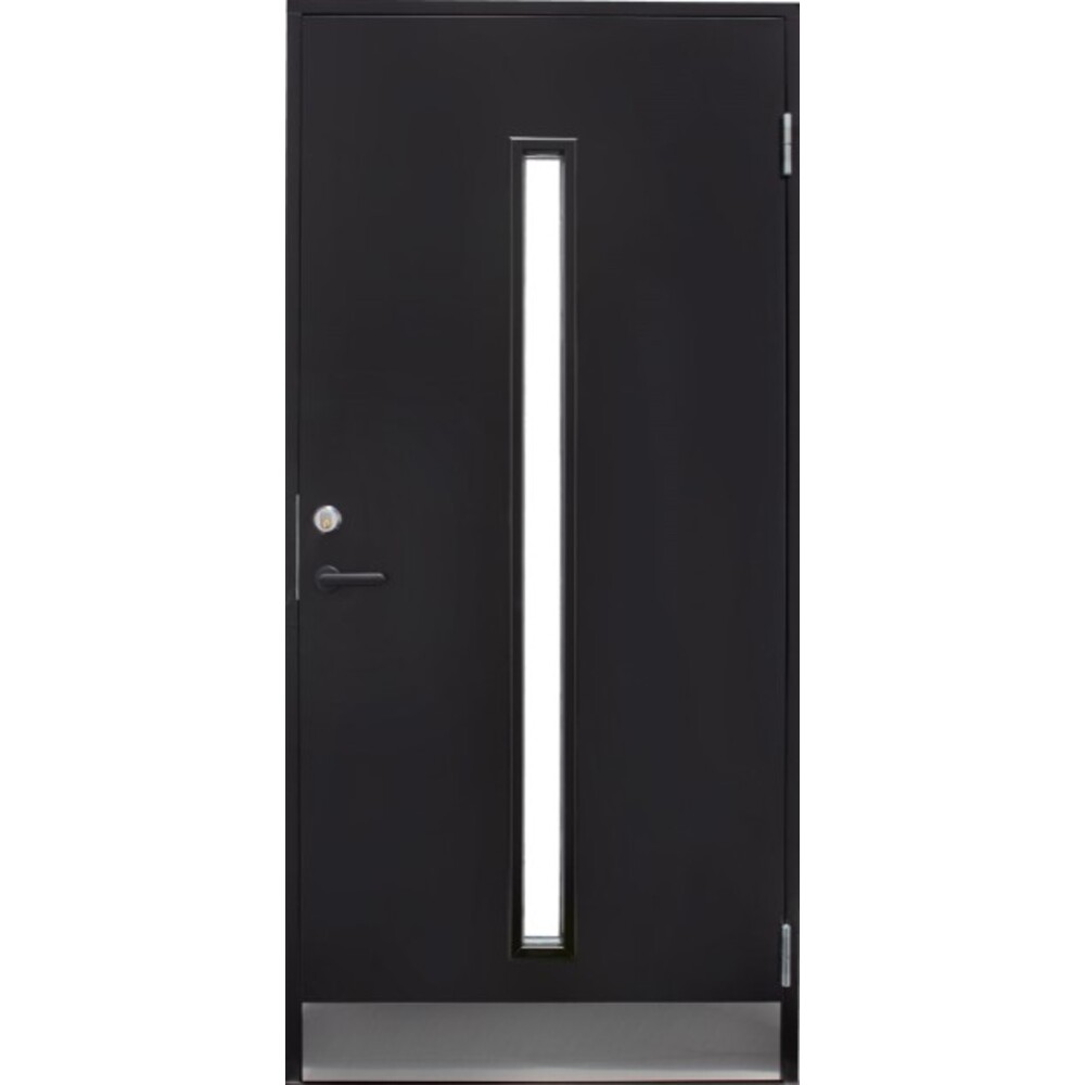 Funkis Ytterdørsett M/sparkepl Og Midtstilt Glassåpning, Klart Glass 10x21v Svart Ncs S9000-N