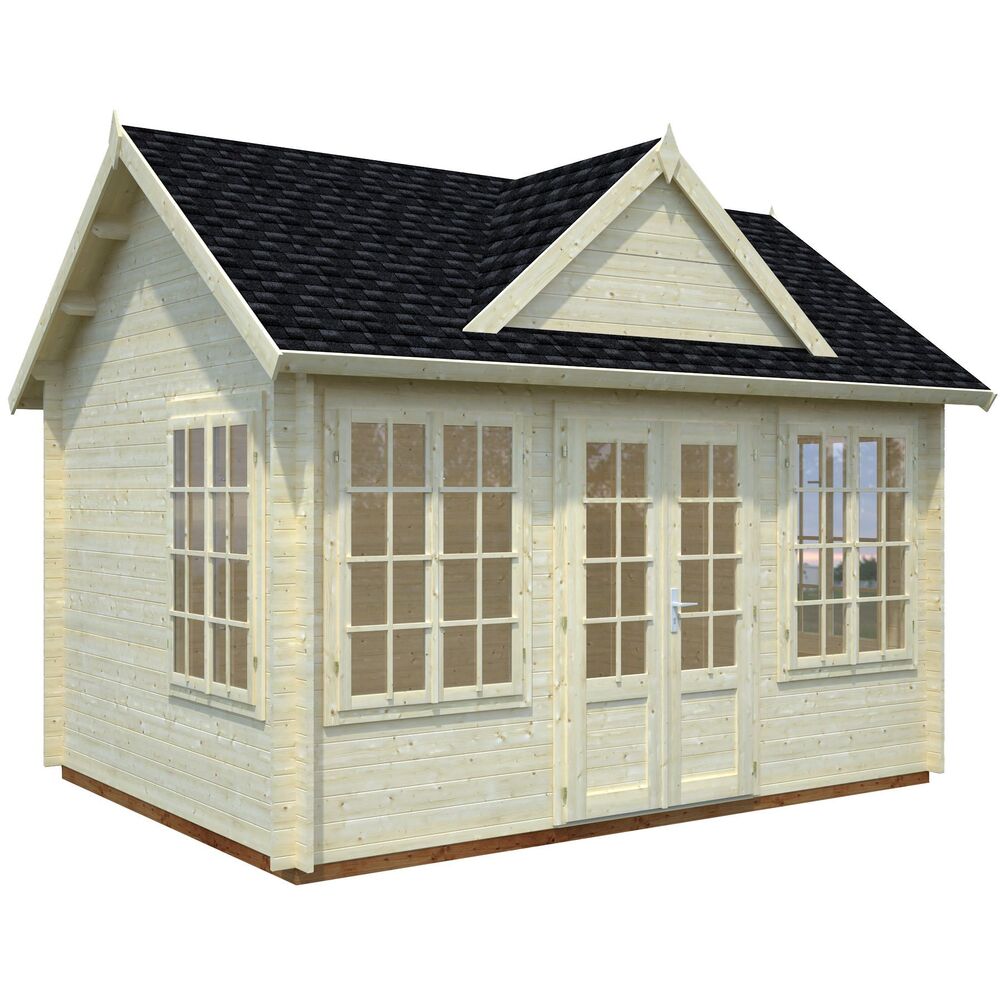 Palmako Claudia hagestue 11,5 m² Romantisk laftet anneks med store vinduer. 
Perfekt som ekstrarom til tenåringen, familie eller venner, eller et stort og flott lekehus.