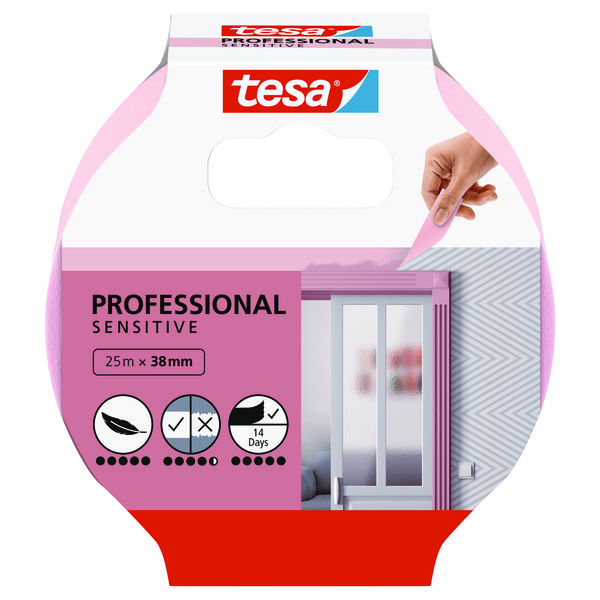 TESA 56261, For malere, Papir, Rosa, Acryl maling, Alkydmaling, Lateksmaling, 7 dager, 25 m